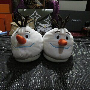 BOGO DISNEY FROZEN II OLAF Plush Doll Slippers Size L 4 Kids Child house‎ shoes
